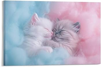 Amazon.co.jp: 絵画 ぐっすり眠る2匹の子猫インテリア 絵画 超リアルな